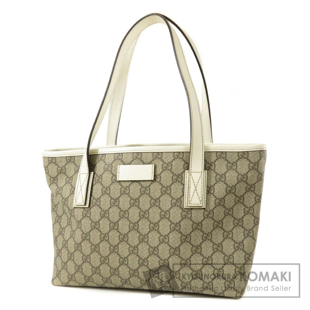 Gucci GG Supreme Ivory White Tote Bag monogram white leather